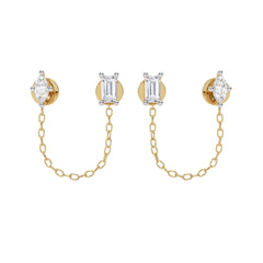 1/2 CT. Baguette and Marquise Lab Created diamond Chain Stud Earrings