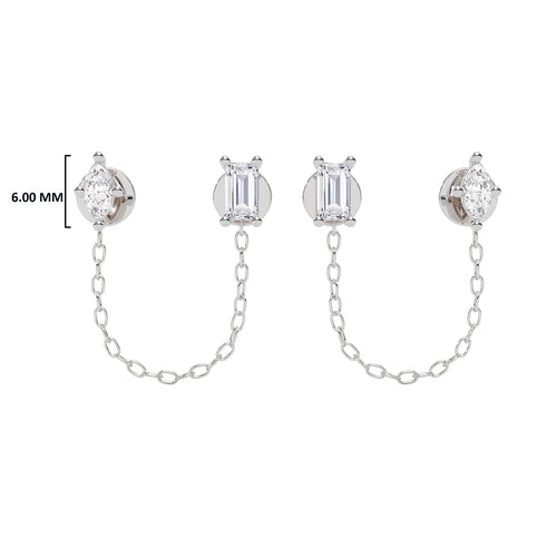 1/2 CT. Baguette and Marquise Lab Created diamond Chain Stud Earrings