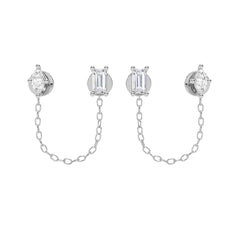 1/2 CT. Baguette and Marquise Lab Created diamond Chain Stud Earrings