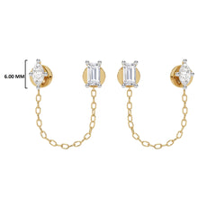 1/2 CT. Baguette and Marquise Natural diamond Chain Stud Earrings