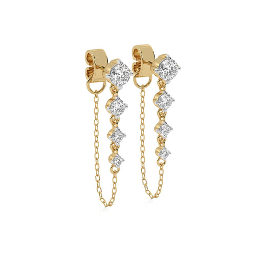 7/8 CT. Round Lab Created Diamond Graduated Dangle Earrings