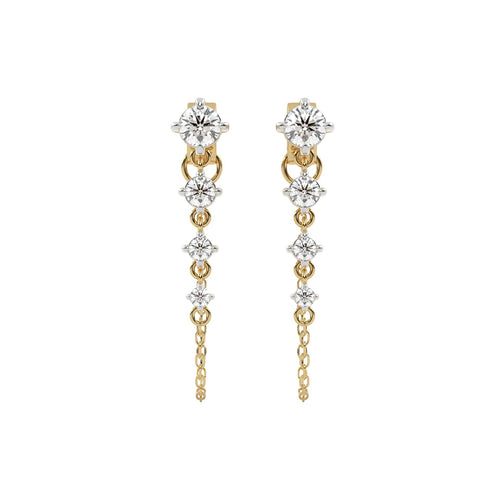 7/8 CT. Round Natural Diamond Graduated Dangle Earrings