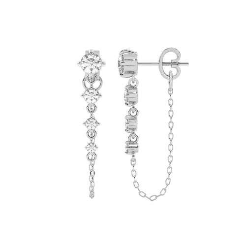 7/8 CT. Round Lab Created Diamond Graduated Dangle Earrings