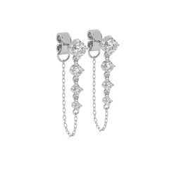 7/8 CT. Round Natural Diamond Graduated Dangle Earrings