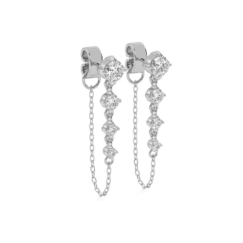 7/8 CT. Round Natural Diamond Graduated Dangle Earrings