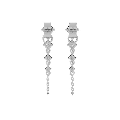 7/8 CT. Round Natural Diamond Graduated Dangle Earrings