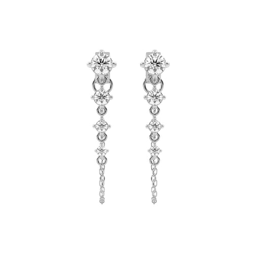 7/8 CT. Round Natural Diamond Graduated Dangle Earrings