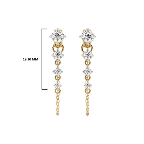 7/8 CT. Round Natural Diamond Graduated Dangle Earrings