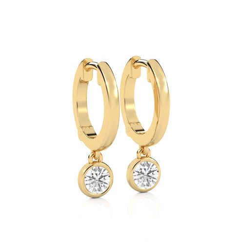 1/2 CT. Round Lab Created Diamond Bezel set Huggies Hoop Earrings