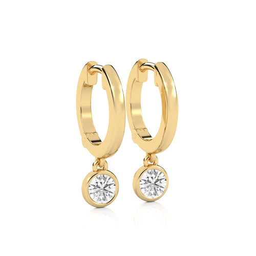 1/2 CT. Round Natural Diamond Bezel set Huggies Hoop Earrings