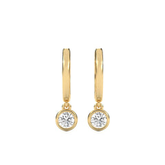 1/2 CT. Round Natural Diamond Bezel set Huggies Hoop Earrings