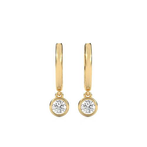 1/2 CT. Round Lab Created Diamond Bezel set Huggies Hoop Earrings