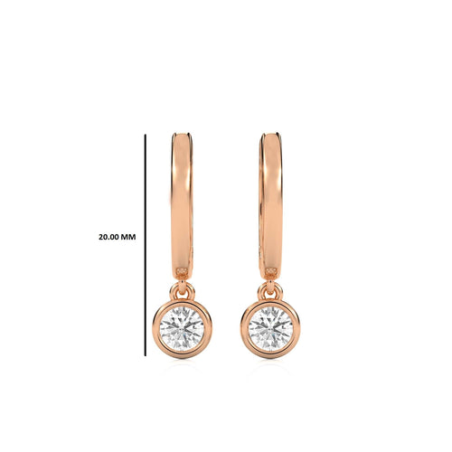 1/2 CT. Round Natural Diamond Bezel set Huggies Hoop Earrings