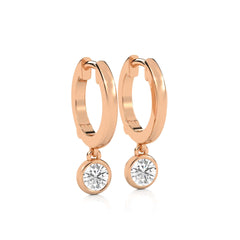1/2 CT. Round Lab Created Diamond Bezel set Huggies Hoop Earrings