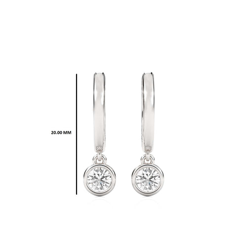 1/2 CT. Round Natural Diamond Bezel set Huggies Hoop Earrings