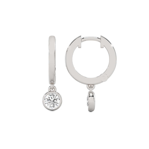 1/2 CT. Round Natural Diamond Bezel set Huggies Hoop Earrings