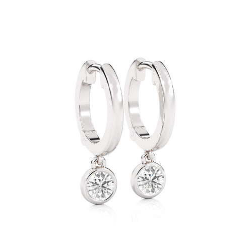 1/2 CT. Round Lab Created Diamond Bezel set Huggies Hoop Earrings