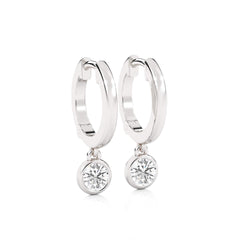 1/2 CT. Round Natural Diamond Bezel set Huggies Hoop Earrings