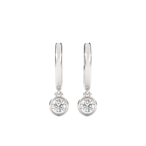 1/2 CT. Round Lab Created Diamond Bezel set Huggies Hoop Earrings