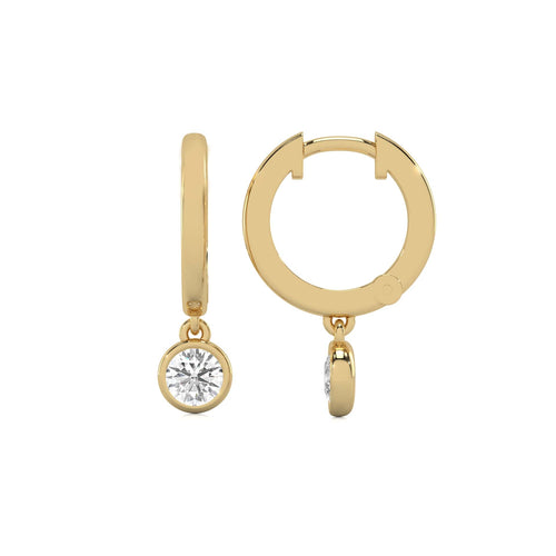 1/2 CT. Round Lab Created Diamond Bezel set Huggies Hoop Earrings