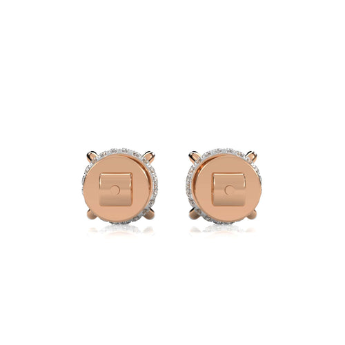 3 CT. Round Lab Created Diamond Hidden Halo Stud Earrings