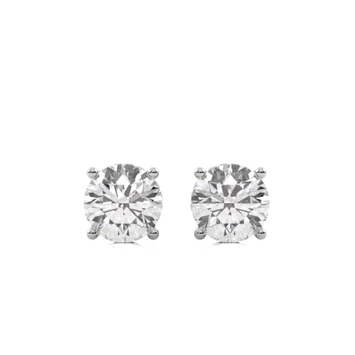 3 CT. Round Natural Diamond Hidden Halo Stud Earrings