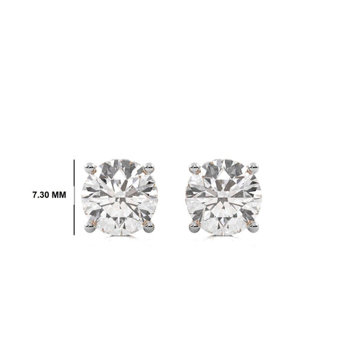 3 CT. Round Natural Diamond Hidden Halo Stud Earrings