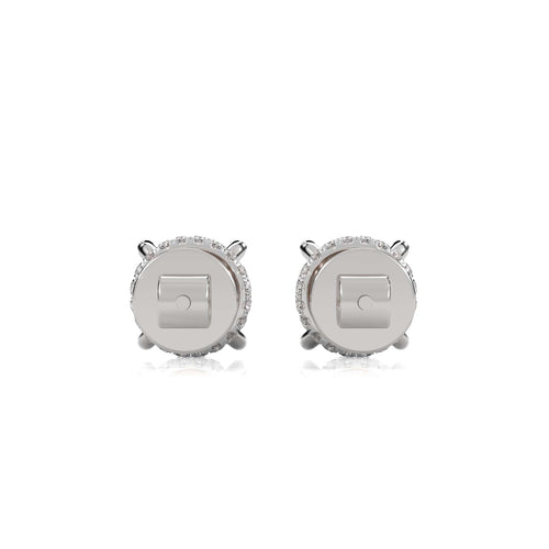 3 CT. Round Lab Created Diamond Hidden Halo Stud Earrings