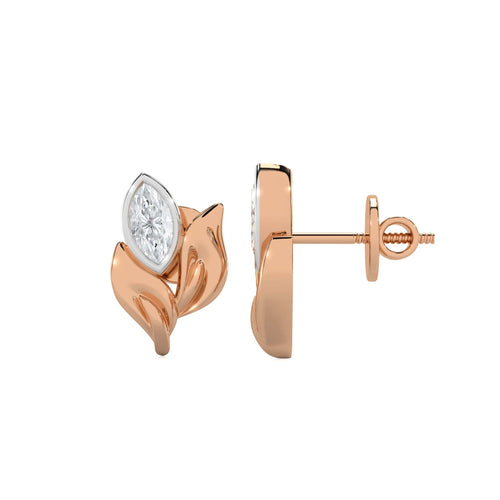 1/2 CT. Marquise Natural Diamond Leaf Earrings