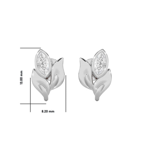 1/2 CT. Marquise Natural Diamond Leaf Earrings