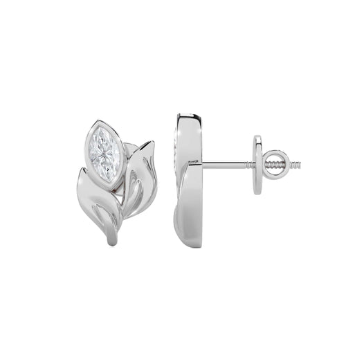 1/2 CT. Marquise Natural Diamond Leaf Earrings