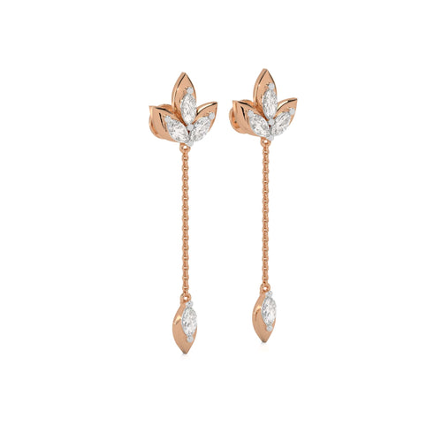1 1/4 CT. Trio Marquise Natural Diamond Chain Drop Earrings