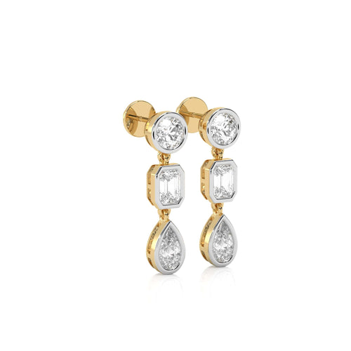 3 CT. Multi Shape Bezel set Fashion Earrings