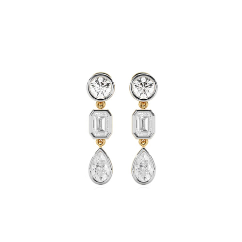 3 CT. Multi Shape Bezel set Fashion Earrings
