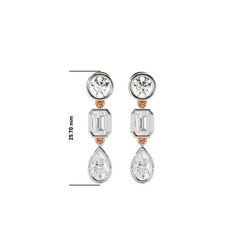 3 CT. Multi Shape Bezel set Fashion Earrings