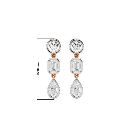 3 CT. Multi Shape Bezel set Fashion Earrings