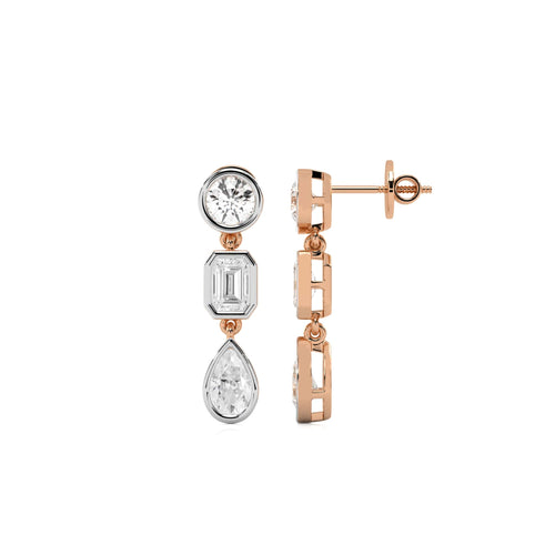 3 CT. Multi Shape Bezel set Fashion Earrings