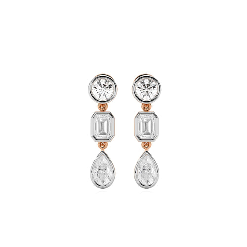 3 CT. Multi Shape Bezel set Fashion Earrings