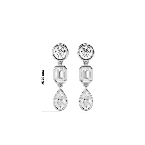 3 CT. Multi Shape Bezel set Fashion Earrings