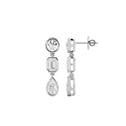3 CT. Multi Shape Bezel set Fashion Earrings