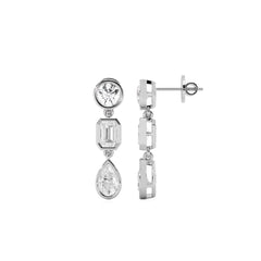 3 CT. Multi Shape Bezel set Fashion Earrings