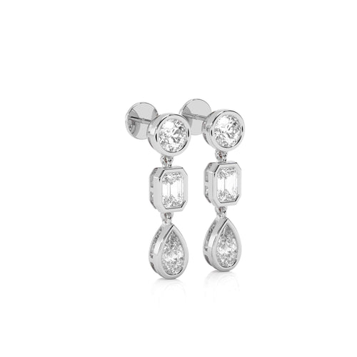 3 CT. Multi Shape Bezel set Fashion Earrings