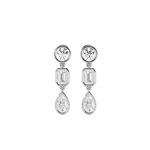 3 CT. Multi Shape Bezel set Fashion Earrings