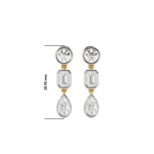 3 CT. Multi Shape Bezel set Fashion Earrings
