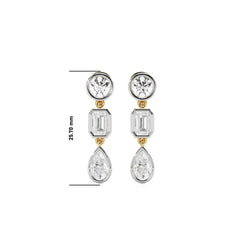 3 CT. Multi Shape Bezel set Fashion Earrings