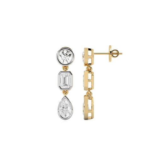 3 CT. Multi Shape Bezel set Fashion Earrings