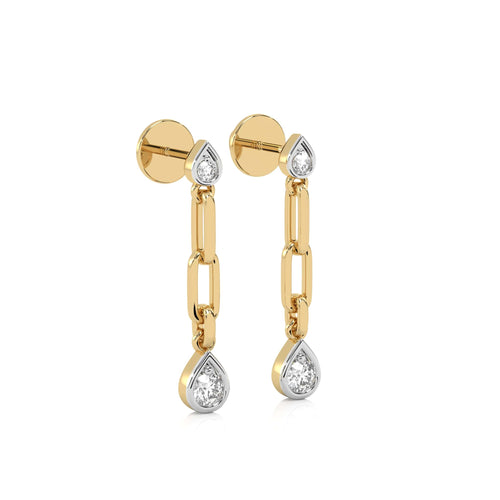 1/4 CT. PaperClip Natural Diamond Drop Earrings