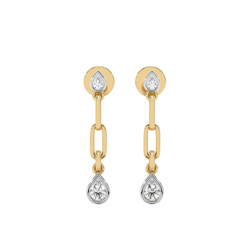 1/4 CT. PaperClip Natural Diamond Drop Earrings