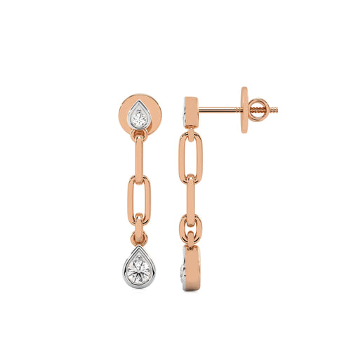 1/4 CT. PaperClip Natural Diamond Drop Earrings