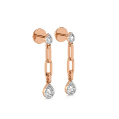 1/4 CT. PaperClip Natural Diamond Drop Earrings